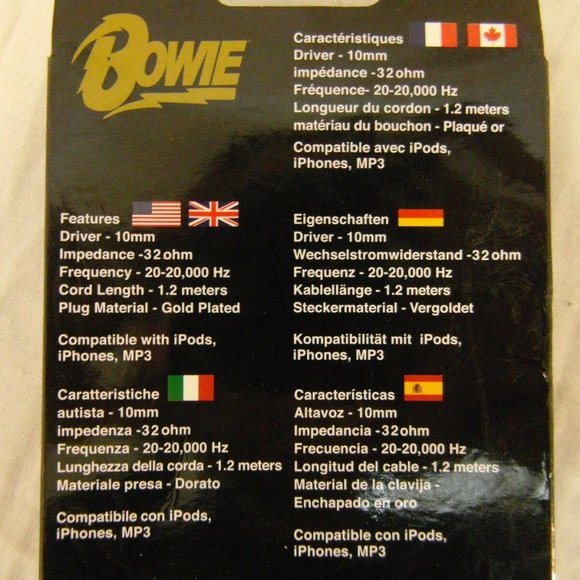 NEW DAVID BOWIE EAR BUD HEADPHONES NM 00439 - Picture 9 of 12